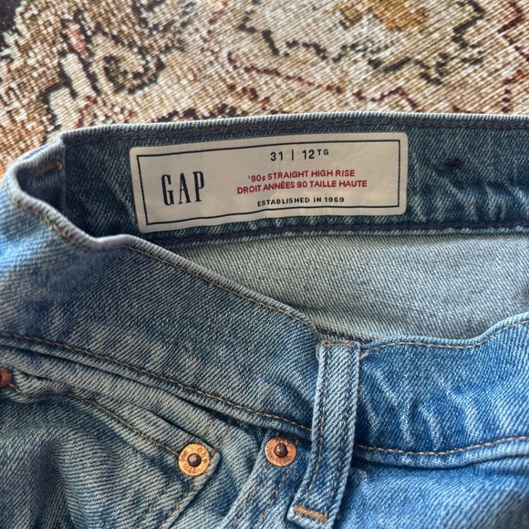 Gap 90’s Straight High Rise Blue Denim Jeans Size 12 Tall - Picture 2 of 6